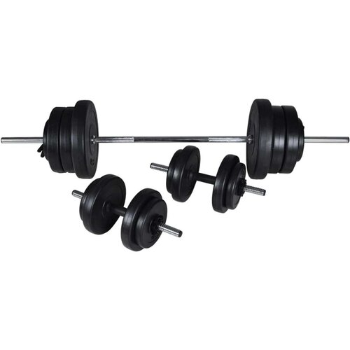 VidaXL Stojalo za uteži s kompletom uteži in palic 60,5 kg Slike