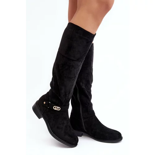 Kesi Insulated suede boots with flat S heels. Barski Black