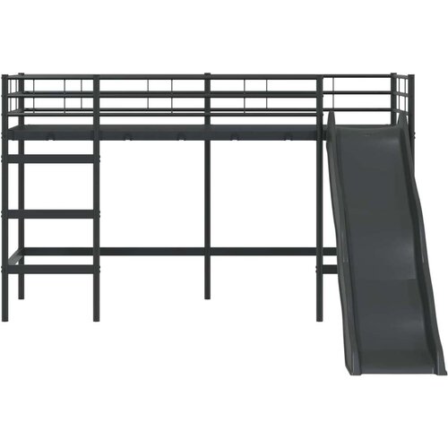  Krevet na kat za djecu s toboganom Crna i antracit 90 x 190 cm Slike