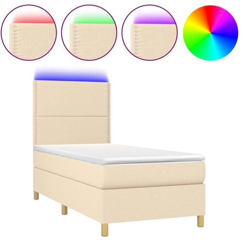 Maison Chic Box spring postelja - Vzmetna postelja z vzmetnico LED krem 100x200 cm blago SL3609, (21902332) Slike