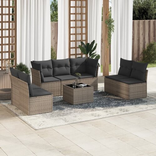 VidaXL 8-dijelni set vrtnih sofa od poliratana s jastucima sivi Slike