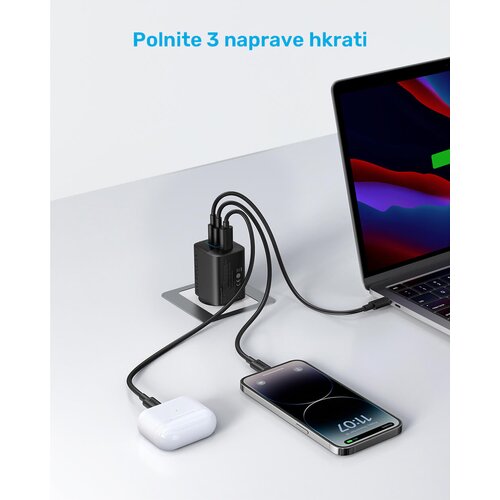 Anker 336 3-portni 67W polnilec, črn Cene