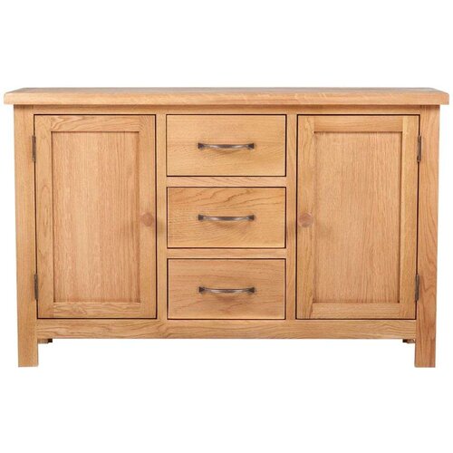 VidaXL bočna komoda od masivne hrastovine s 3 ladice 110x33,5x70 cm Slike