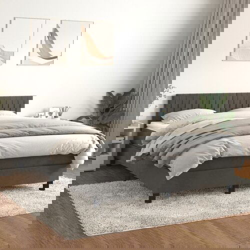 VidaXL Krevet s oprugama i madracem tamnosivi 140x200 cm bar&amp;scaron;unasti Slike