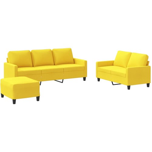  3-dijelni set sofa s jastucima svjetložuti od tkanine Slike