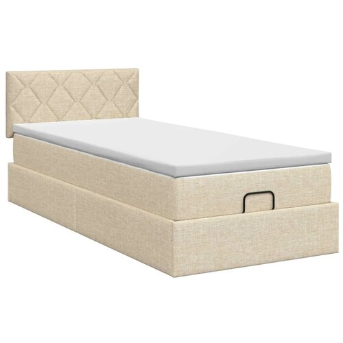  Podesivi krevet s madracem Krem 90 x 200 cm Tkanina - Krem 90 x 200 cm Dizajn s rombovima Slike