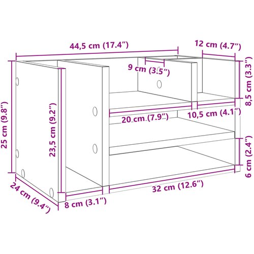  Organizator za stol boja hrasta 44,5x24x25 cm konstruirano drvo Slike