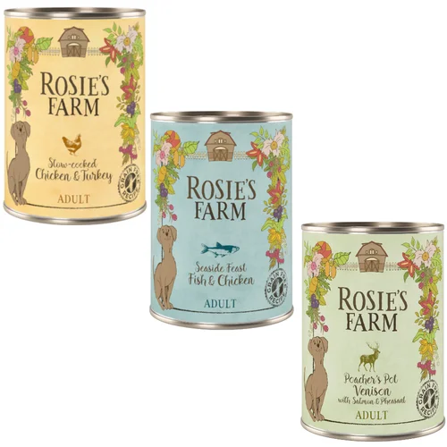 Rosie's Farm Ekonomično pakiranje Adult 24 x 400 g - miješano pakiranje II (piletina, riba, divljač)