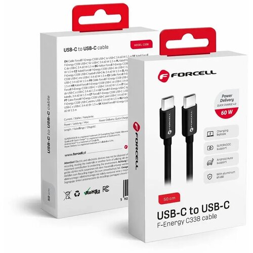 forcell kabel Type-C na Type- C QC4.0 3A/20V PD60W C338 50cm crni Cijene