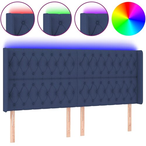 Maison Chic led posteljno vzglavje - vzglavna omarica - nočna omarica modro 183x16x118/128 cm blago, (21709471) Slike