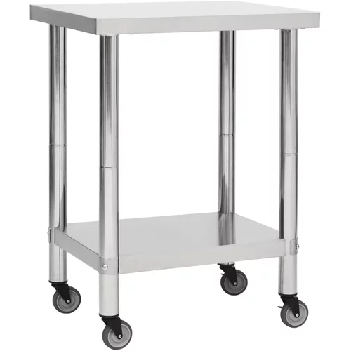 vidaXL Kuhinjski radni stol s kotačima 80x45x85 cm nehrđajući čelik