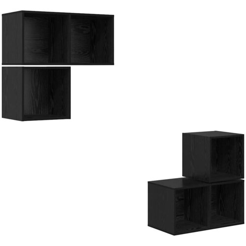  Set TV komoda 4 kom. Crni hrast Konstruirano drvo Crna 37 x 37 x 72 cm Slike