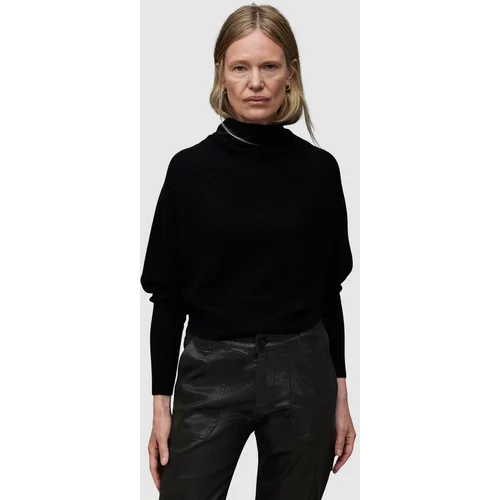 AllSaints Vuneni pulover RIDLEY CROP za žene, boja: crna, s dolčevitom