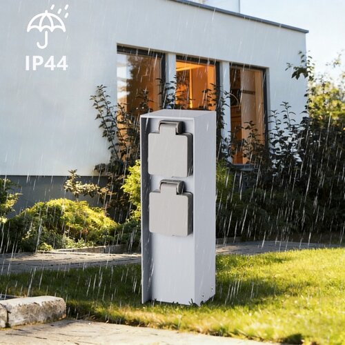 Brilagi Spoljni stub za utičnice PILLAR 2Z SCHUKO 230V IP44, srebrne boje Slike