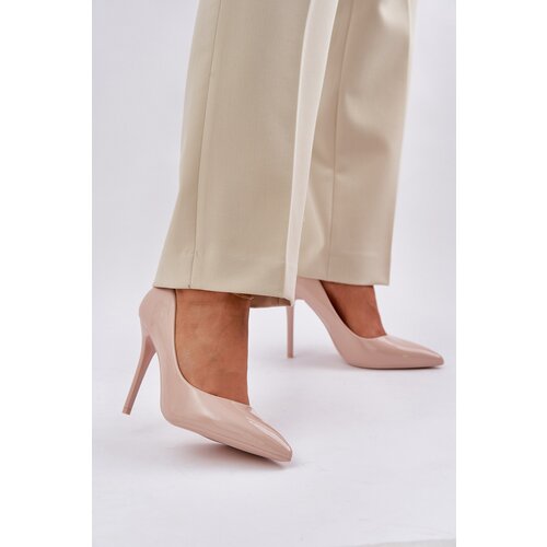 PS1 Lacquered High Heels With Pointed Toes Beige Vizana Slike