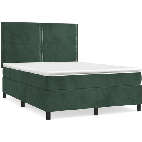 VidaXL Box spring postelja z vzmetnico temno zelen 140x190 cm žamet, (20896252) Slike