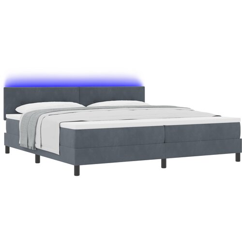 vidaXL Postelja s vzmetnico in LED svetlobo Temno siva 200x200 cm Žamet Cene