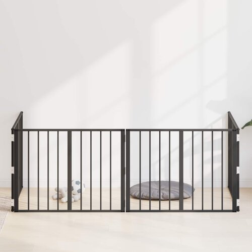  Vrata za pse 4 pcs Crna 80 x 60 cm Cinkani čelik Slike