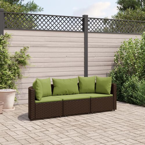 vidaXL 3-dijelni set vrtnih sofa s jastucima smeđi od poliratana Cene