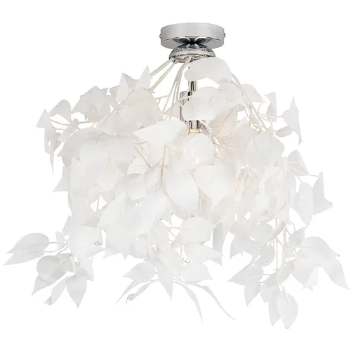 Trio Leuchten Romantična stropna svetilka bela z listi - Feder