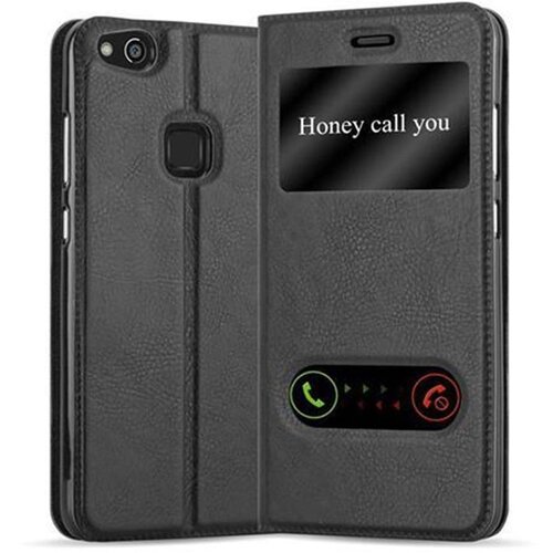 Cadorabo Ohi&scaron;je, združljivo z Huawei P10 LITE v črni komet - Za&scaron;čitni ovitek z magnetnim zapiranjem, stoječo funkcijo in 2 okencema za gledanje, (20561127) Cene