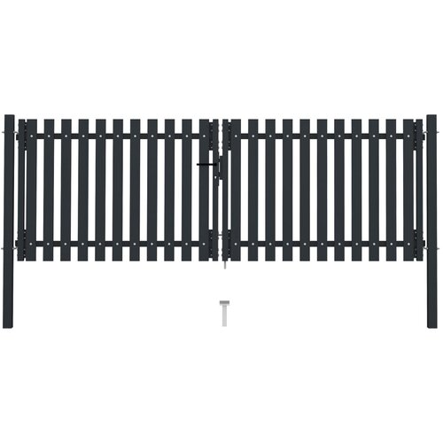 VidaXL Dvojna vrata za ograjo iz jekla 306x125 cm antracitna Slike