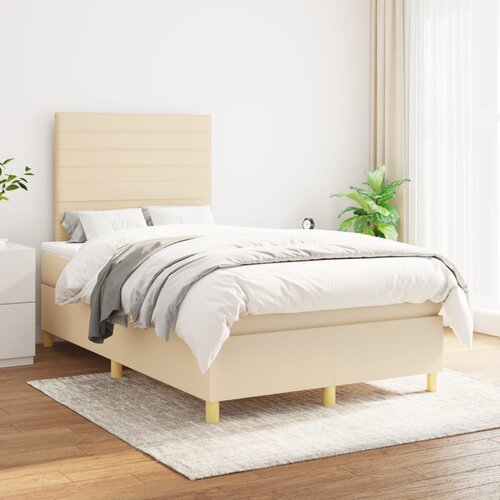 The Living Store Box spring postelja z vzmetnico krem 120x200 cm blago - Box Spring Postelja, (21441632) Slike