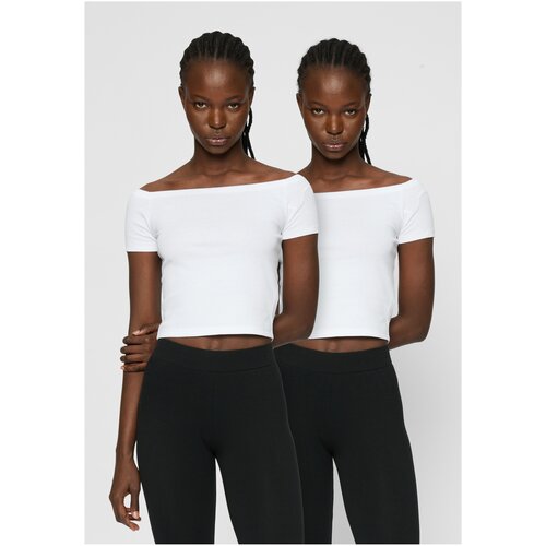 Urban Classics Women&amp;#039;s T-shirt Organic Off Shoulder Rib - 2 Pack white+white Slike