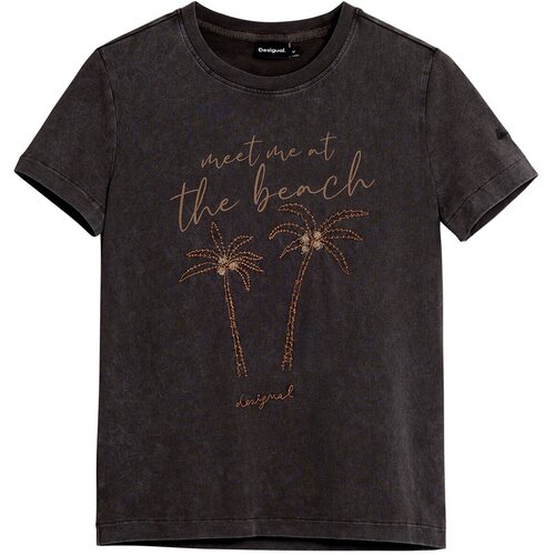 Desigual Majica &amp;#039;Palm Tree&amp;#039; bež / oranžna / črna Slike