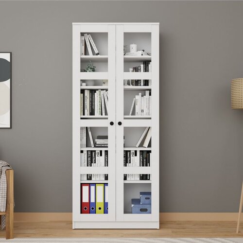 Hanah home lucas glass 1600-68 white multi purpose cabinet Cene