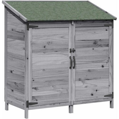 VidaXL Vrtno skladi&amp;scaron;če Siva 106,5 x 56 x 113,5 cm Inženirski les, (5000235387) Slike