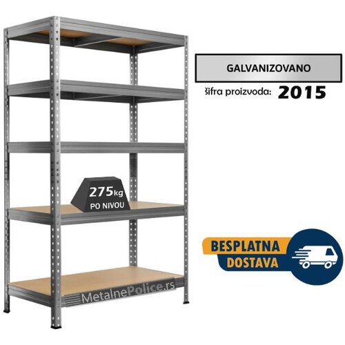Police metal-medijapan 180x100x60cm 5x275kg rivet galva Cene