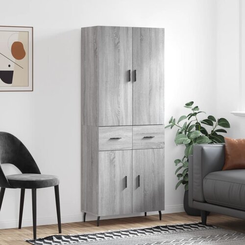 vidaXL Visoka komoda siva sonoma 69,5x34x180 cm inženirski les Cene