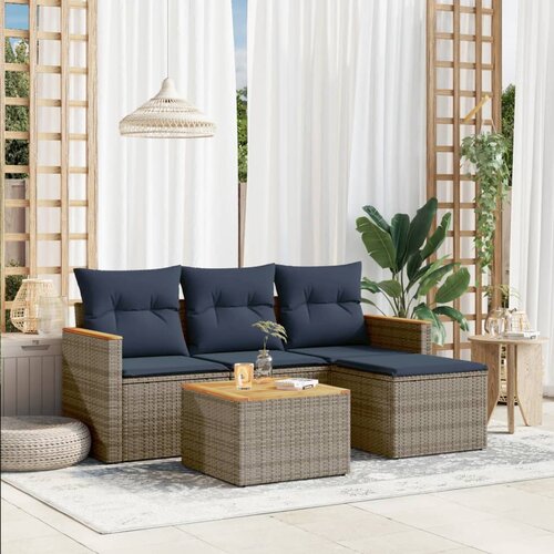  Vrtni set od 5 dijelova s jastucima, sivi poliratan Grey and blue Cijene
