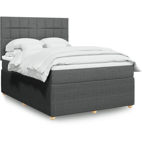 vidaXL Box spring postelja z vzmetnico temno siva 160x200 cm blago Cene