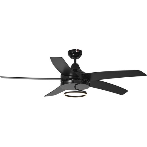 QAZQA Stropni ventilator črn 132 cm vklj. LED z daljinskim upravljalnikom - Cool Anello Slike
