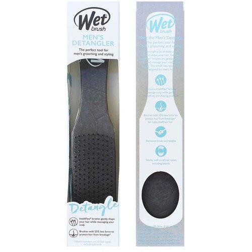 Wet Brush Detangler Brown Leather krtača za lase za mo&amp;scaron;ke Black 1 kos Slike