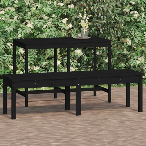 VidaXL Vrtna klop dvosed črna 159,5x44x45 cm trdna borovina Slike