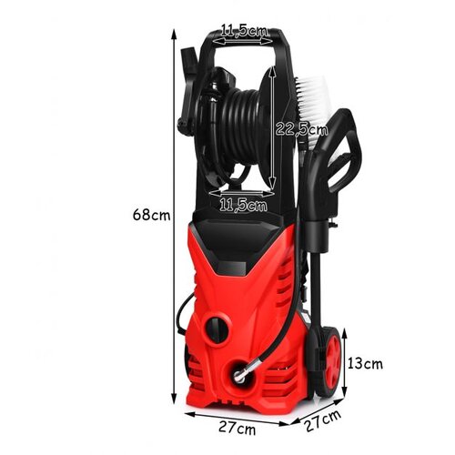  Visokotlačni čistilec 1400 W čistilec terase, 27 x 27 x 68 cm, rdeč Slike