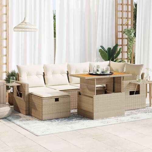 vidaXL 8-dijelni set vrtnih sofa od poliratana s jastucima bež bagrem Cene
