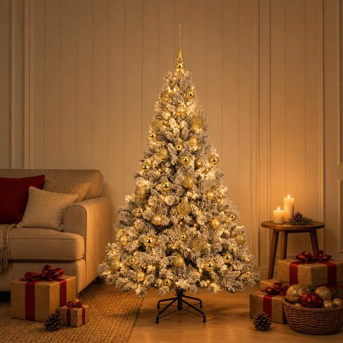  Umjetno božićno drvce s kuglicama 150 cm 150 LED lampica Slike
