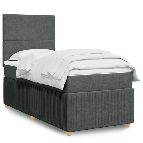 VidaXL Krevet s oprugama i madracem tamnosivi 90 x 190 cm od tkanine Slike