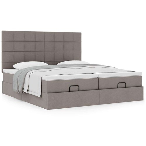 vidaXL Otomanski posteljni okvir z vzmetnicami taupe 180x200 cm blago Cene