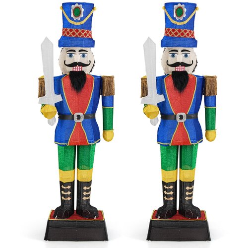 Costway Komplet 2 osvetljenih figur orehovih dedkov, (5000505132) Slike
