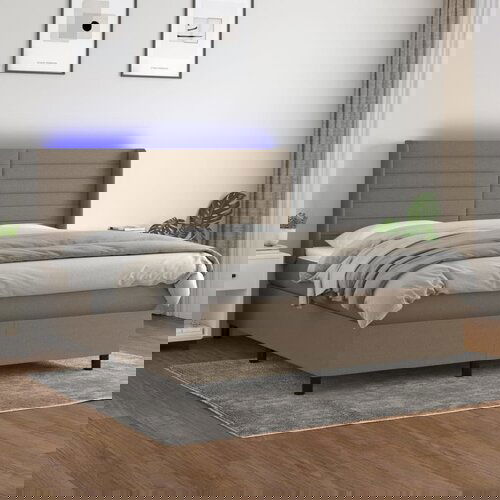  The Living Store Box spring postelja z vzmetnico LED taupe 180x200 cm blago - Box Spring Postelja, (21450169) Cene