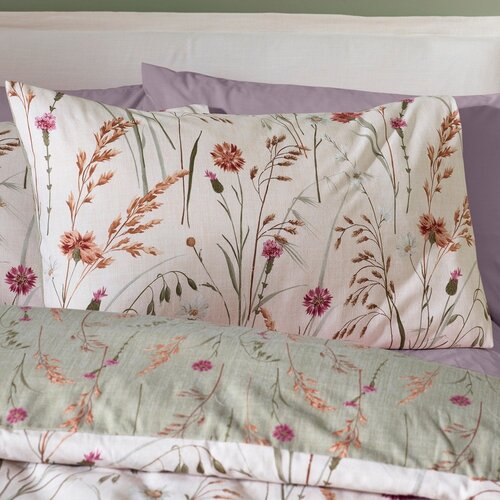 Catherine Lansfield Zelena/smeđa flanelska posteljina za bračni krevet 200x200 cm Grasmere Floral &amp;ndash; Slike