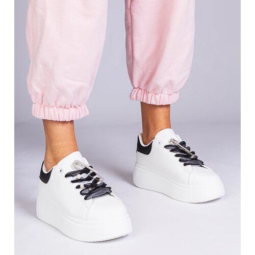 Gemre White sneakers with black insert and stiletto with rhinestones Floura Slike