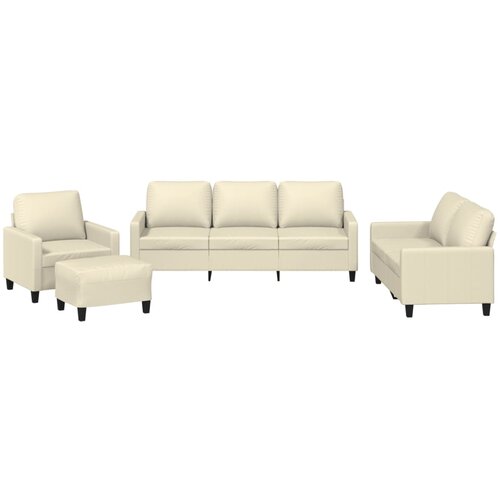 Maison Chic Sedežna garnitura - kavč 4-delna z blazinami krem umetno usnje, (21728677) Cene