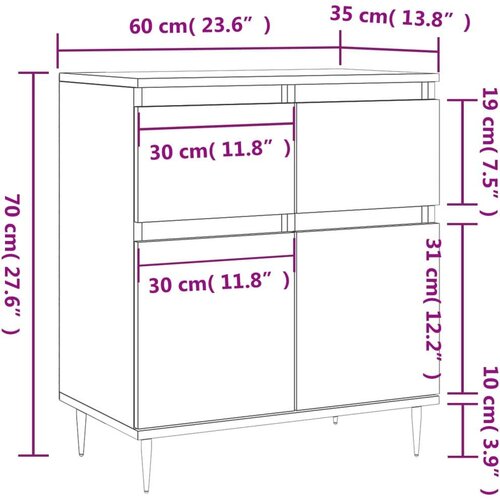 VidaXL Komoda bijela 60 x 35 x 70 cm od konstruiranog drva Slike