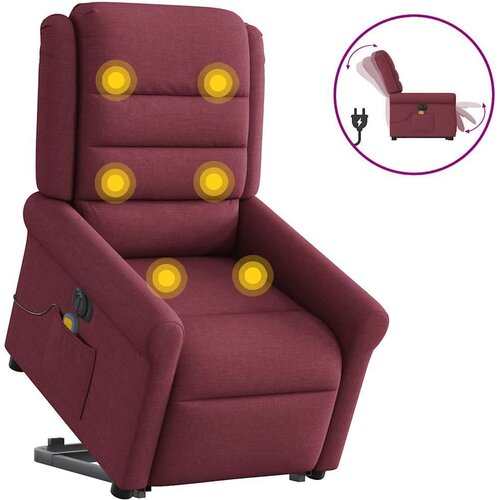 vidaXL Električni masažni naslonjač na podizanje od tkanine boja vina Cijene